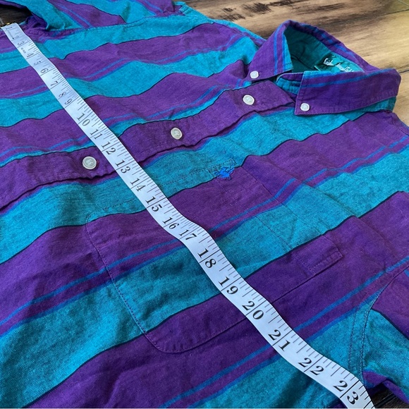 Vintage Knights of Round Table Short Sleeve Button Up Shirt Size M Striped Retro - Picture 2 of 5